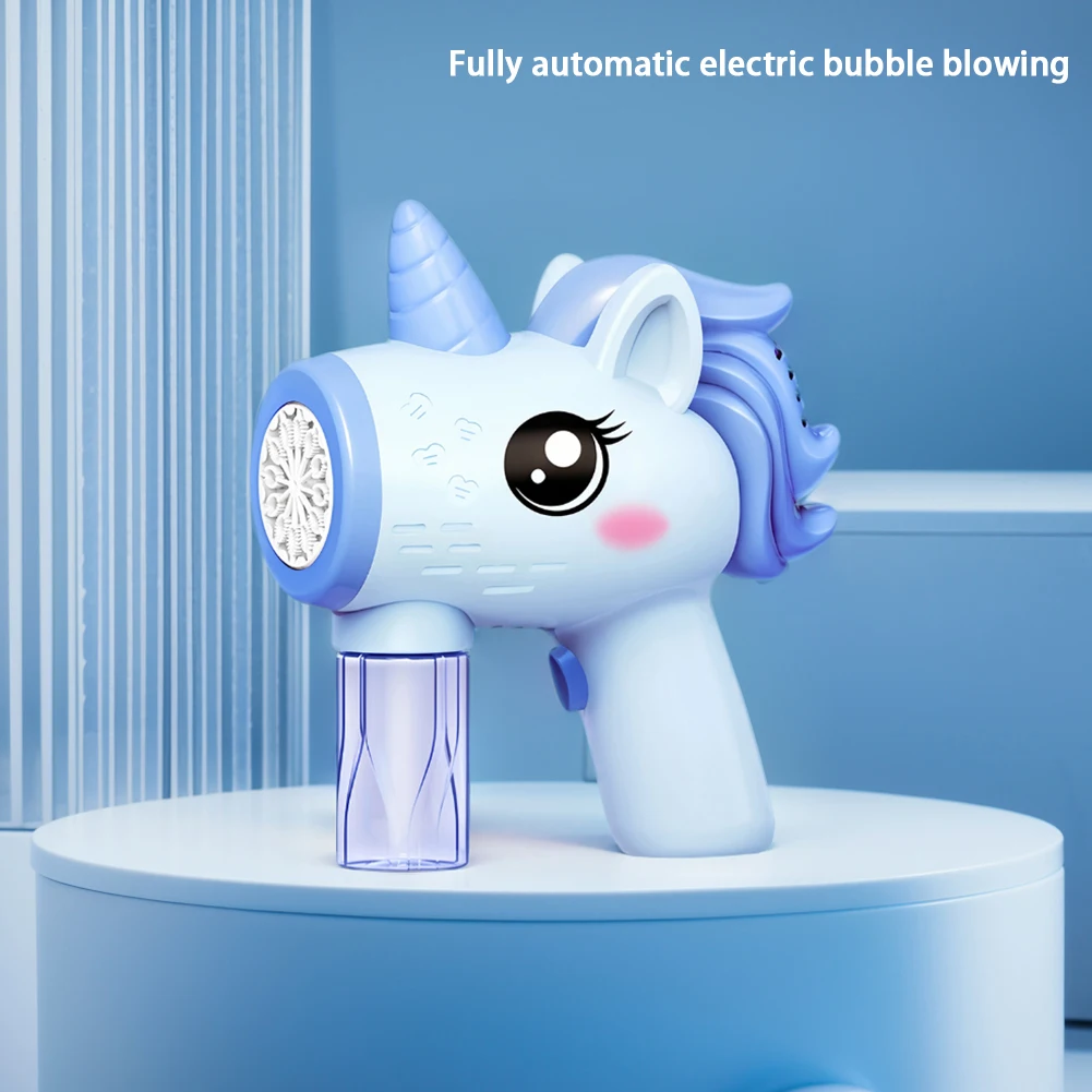 Unicorn Electric Bubble Gun  Automatic Bubble Maker with Light Bubble Blower Birthday Gifts for 3 4 5 6 Years Old Boys Girls