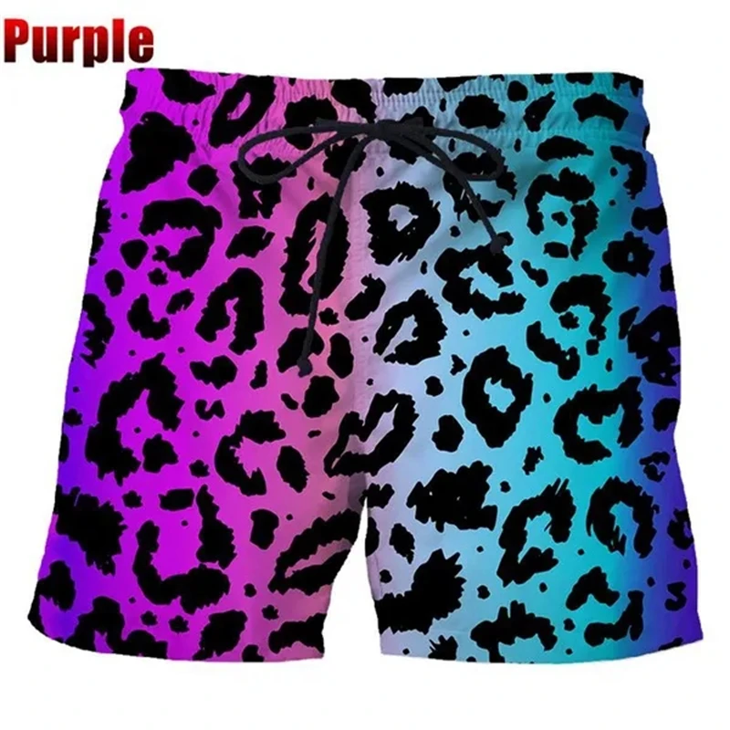 Summer Fashion Classic Colorful Leopard 3D Printed Men\'s Shorts Unisex Casual Beach Swimming Shorts Quick-dry Surf Board Shorts