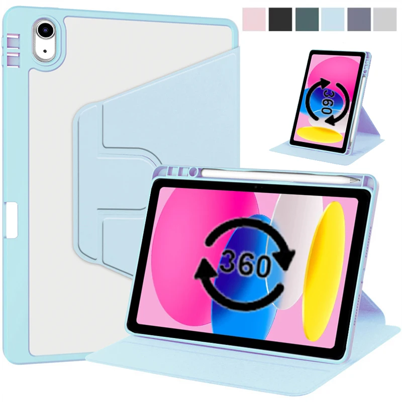 

Вращающийся чехол для планшета для iPad 11, чехол 11-го поколения с держателем для карандашей для iPad A16 2025 11 дюймов, горизонтальная/вертикальная подставка