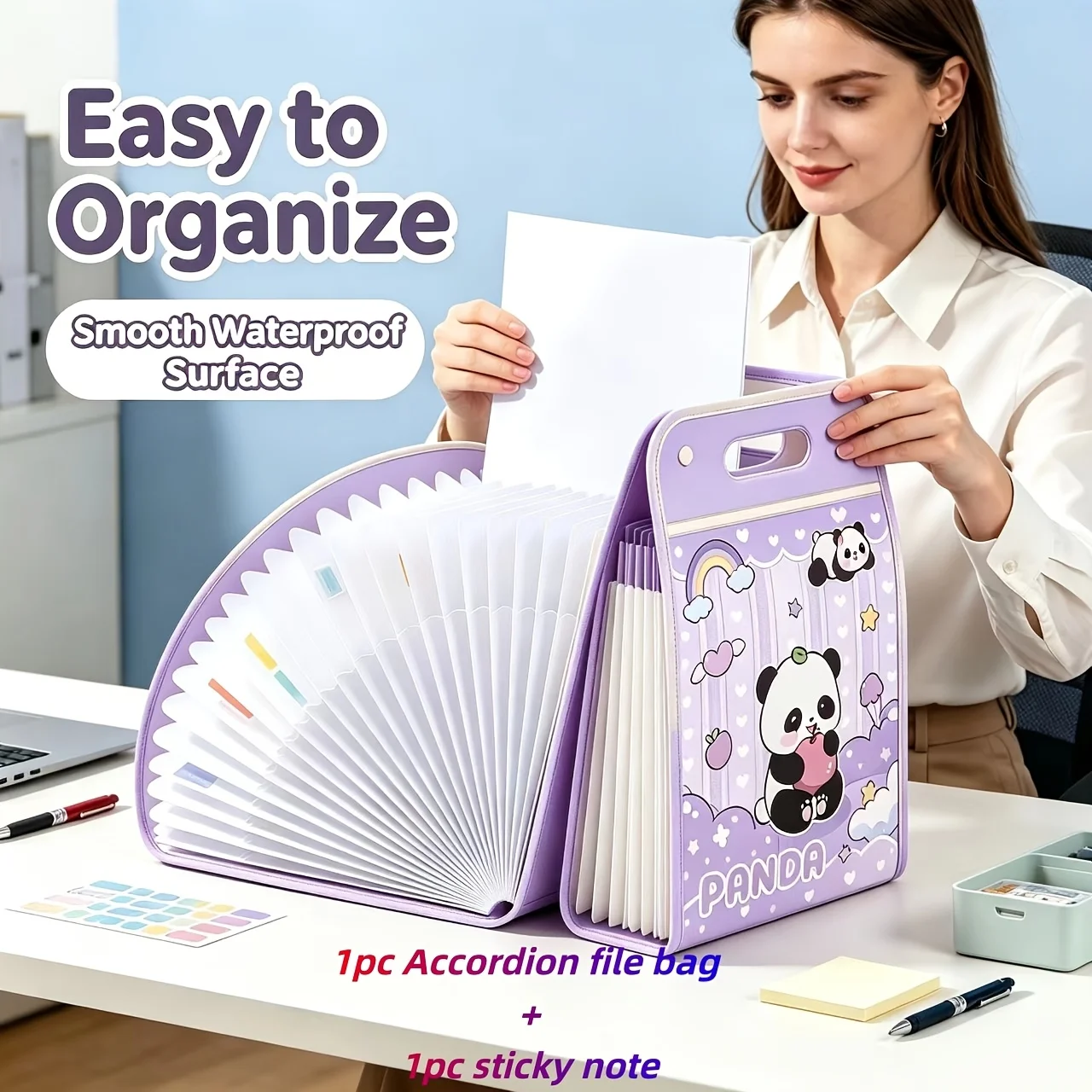 13‑Layer Accordion File Bag, Large Capacity with Classified Stickers, Storage for Test Papers, Study & Office Supplies
