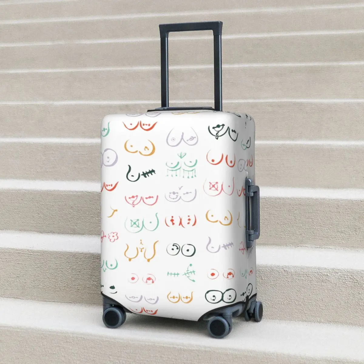 

Pastel Boobs Piercing Drawing Suitcase Cover Protection Elastic Travel Luggage Protector Covers for 18-32 Inch