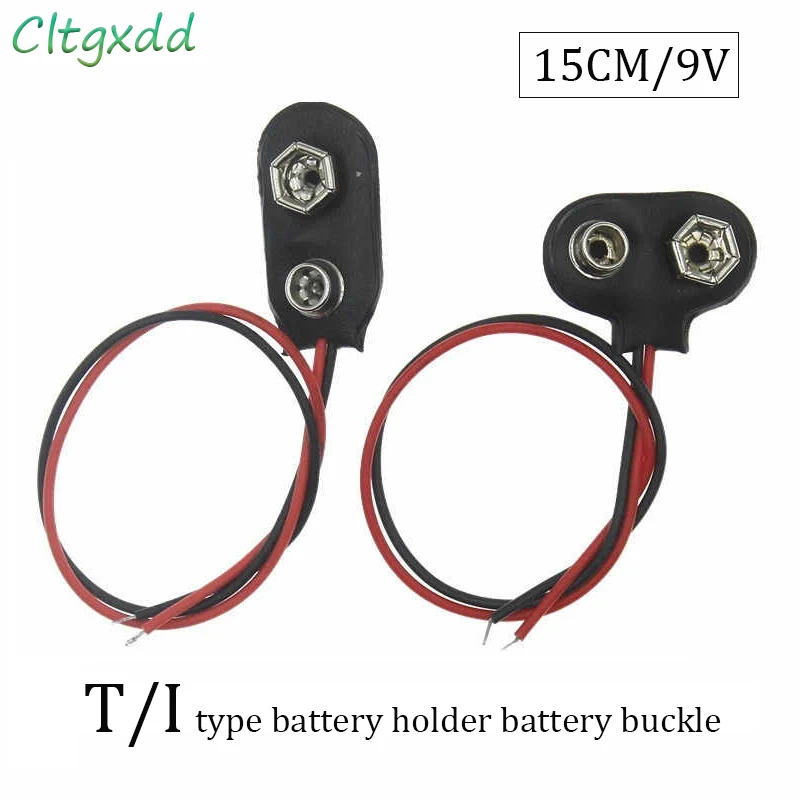 10X 9V Battery Connector Snap On Power T-type/I-type Double Wire Clamp Cable Length 15cm Connected To Socket Plug Buckle Adapter