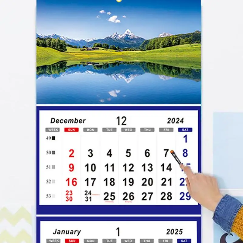 Imagem -04 - Calendário de Parede Vertical de Exibição de Meses 2025 de Dezembro de 2024 Janeiro de 2026 Blocos de Feriados Calendário para Organização e Planejamento Diário