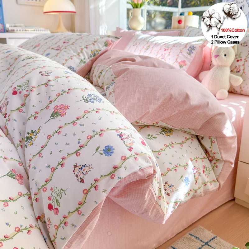 

Комплект постельного белья из 100% хлопка, гипоаллергенный - 1 пододеяльник + 2 наволочки, дышащий, всесезонный, комфортный, для односпальной/двуспальной кровати