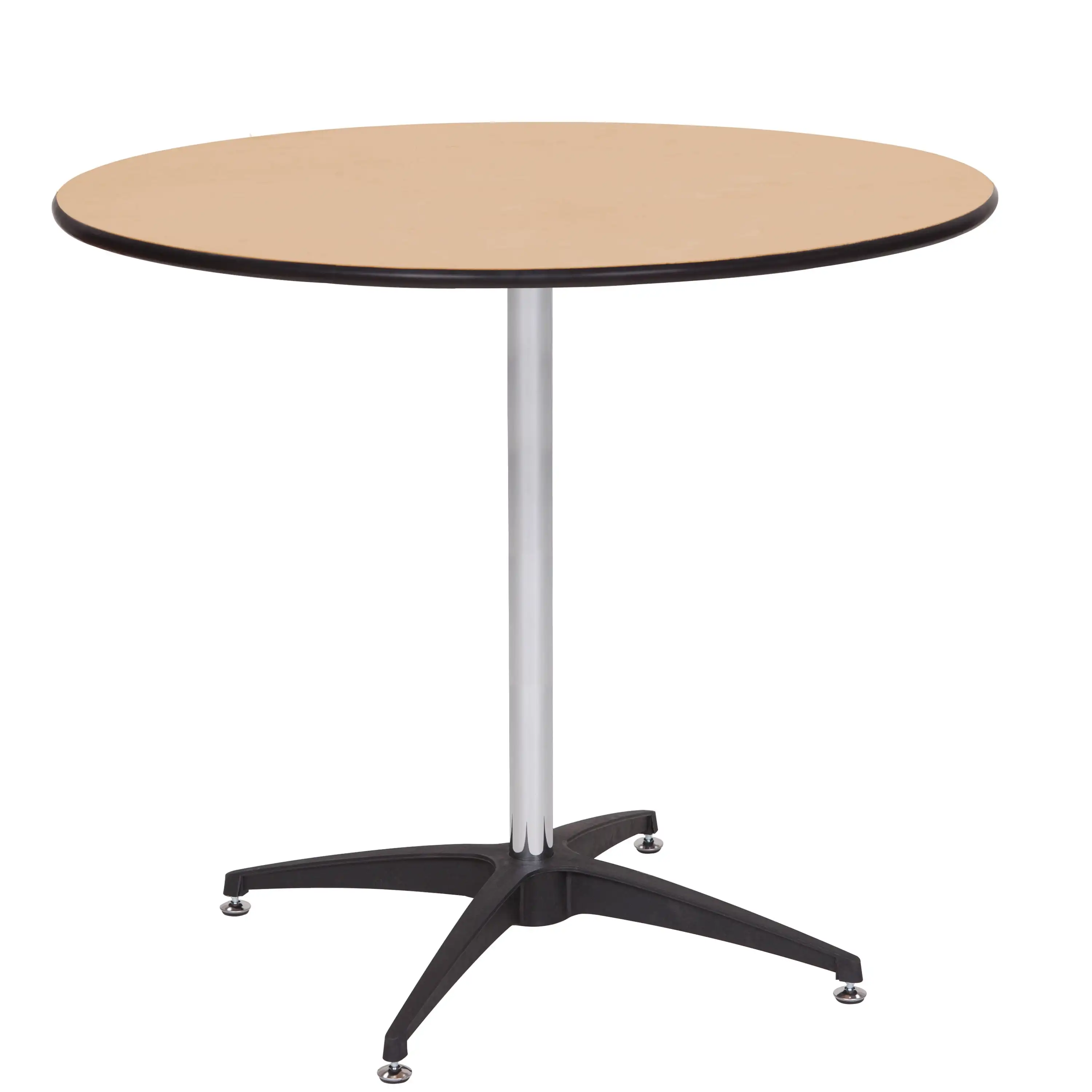 36" Birch Wood Round Bar Cocktail Table with Rubber Edge