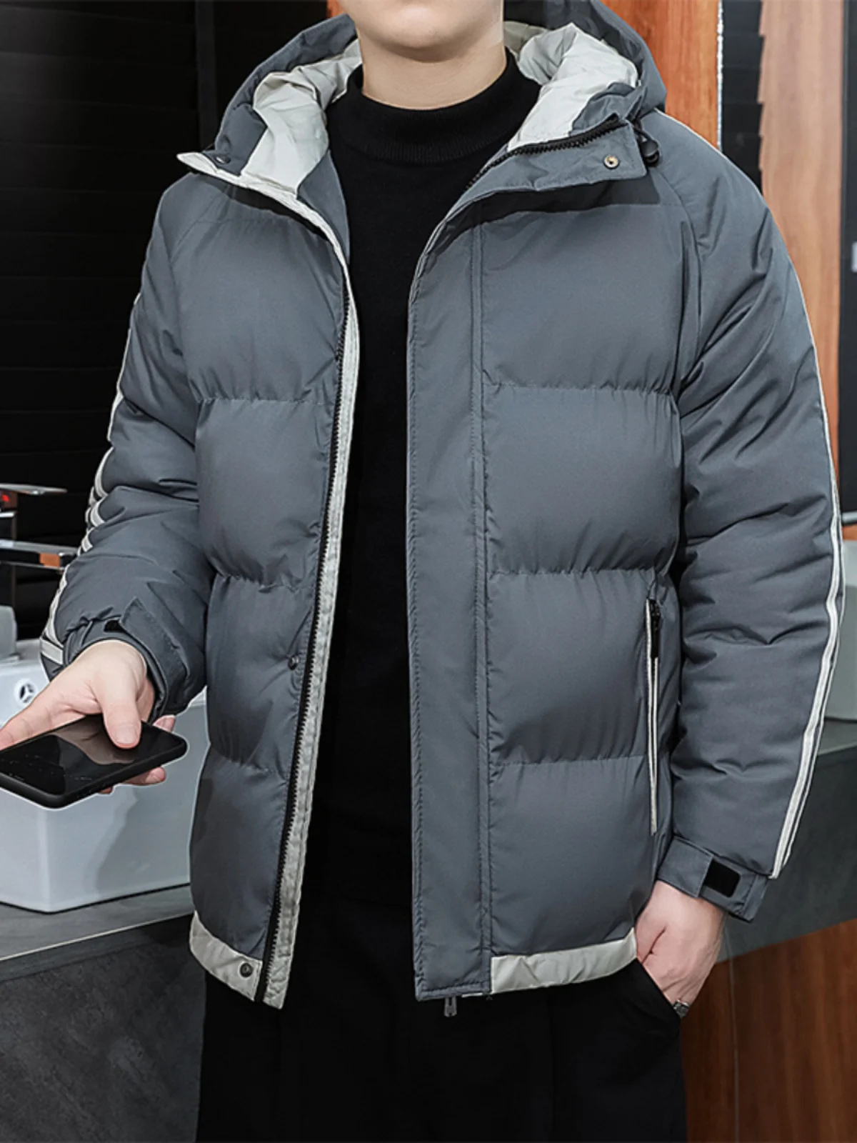 جايت قطني بقلنسوة للرجال 2023 عصري جديد مقاوم للدفء ملابس خارجية للشباب حامل غير رسمي مناسب بسحاب للإغلاق