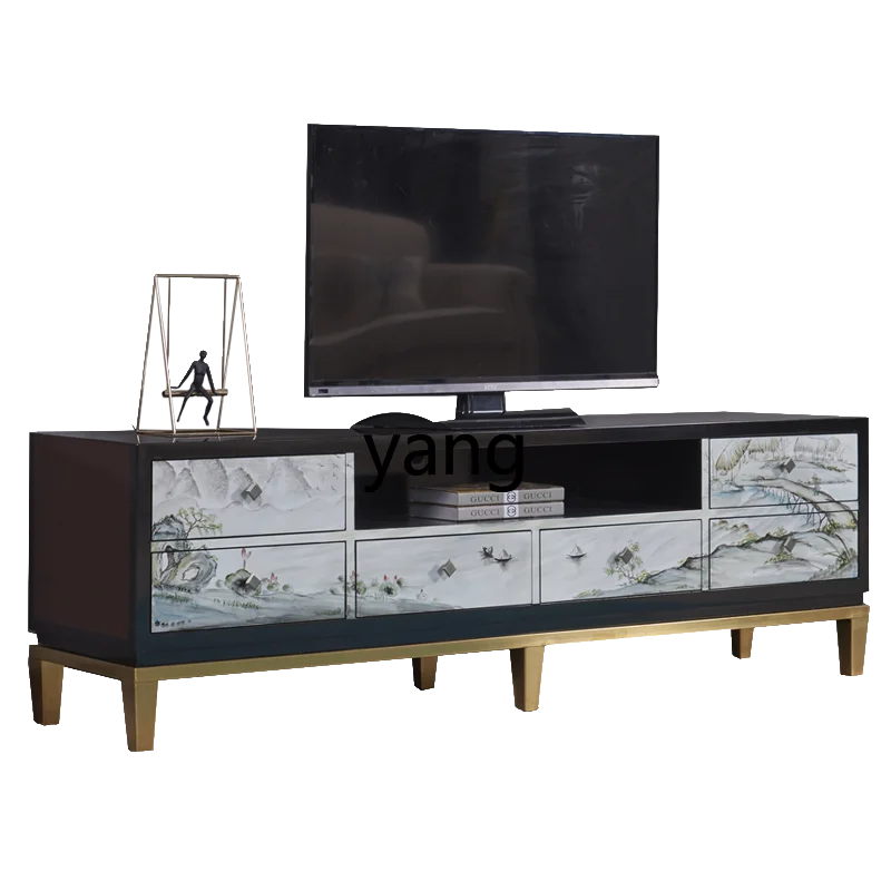 

LH solid wood plated metal cabinet foot fully equipped floor cabinet post-modern painted coffee table TV cabinet