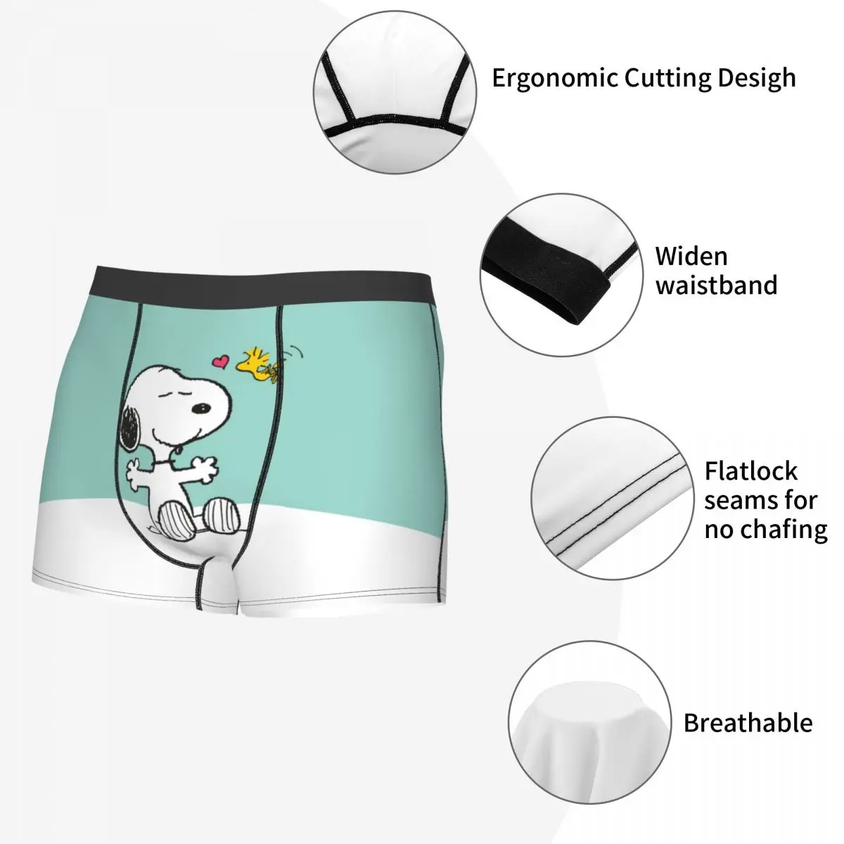 Custom Funny S-Snoopys Anime Boxers Shorts Panties Men\'s Underpants Breathable Briefs Underwear