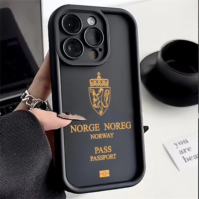 Norway Passport Phone Case for iPhone 16 15 14 13 12 11 Pro Max Mini XR XS X 7 8 6 6s Plus Soft TPU Back Cover