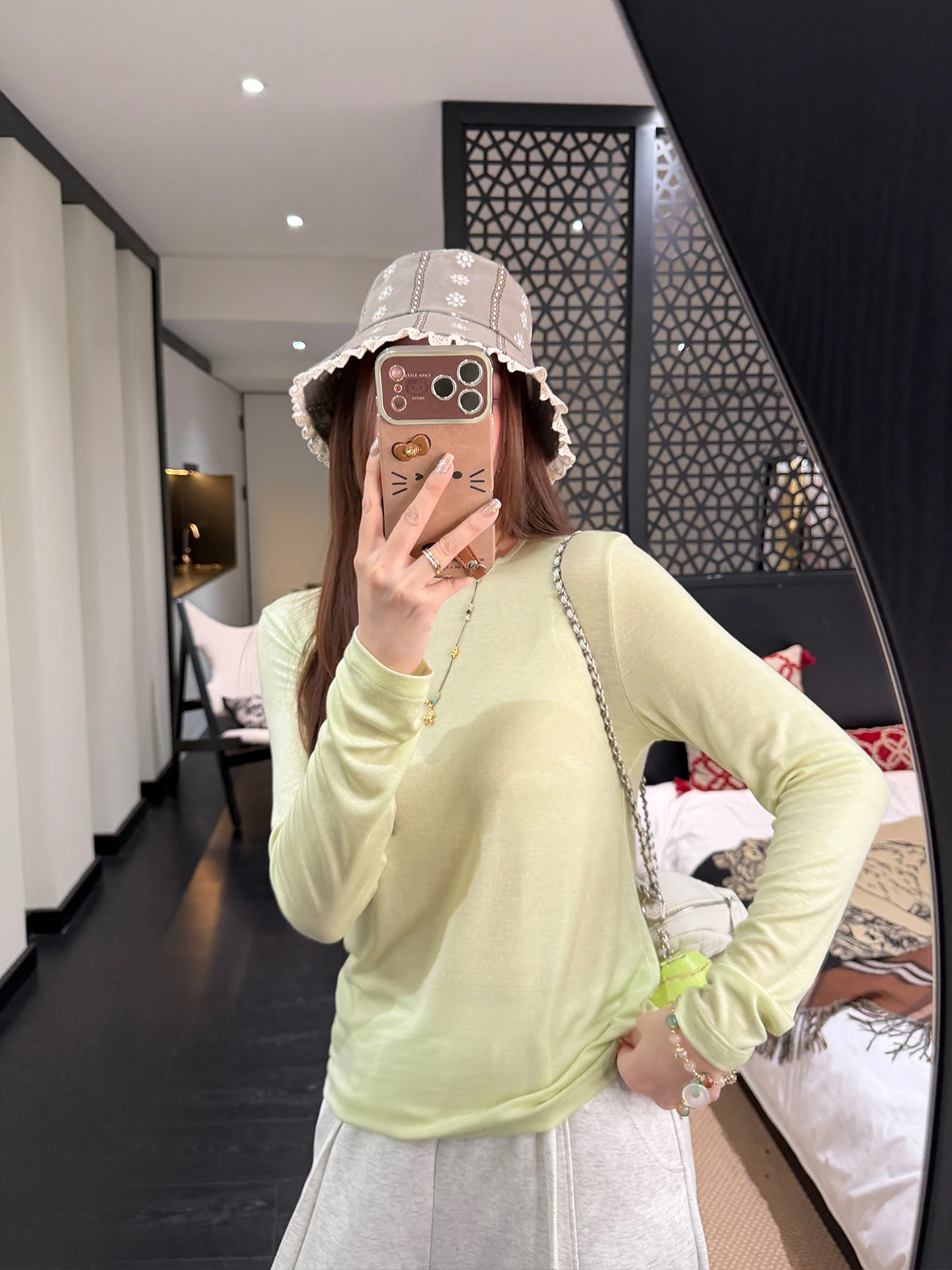 

Cool Feeling Soft T-Shirt Mask Sensation Wool Classic Style 26 Spring Ladies Slim Fit Long Sleeve round Neck Pullover T-Shirt