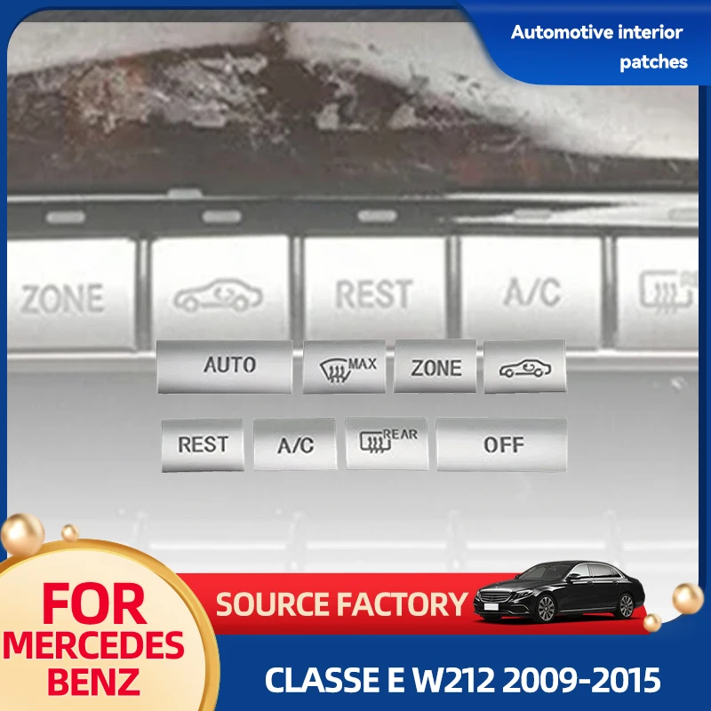 

Interior Stickers 8Pcs Console AC Buttons Cover Trim Silver Metal Automotive Interior Stickers For Mercedes E Class W212 C207 20
