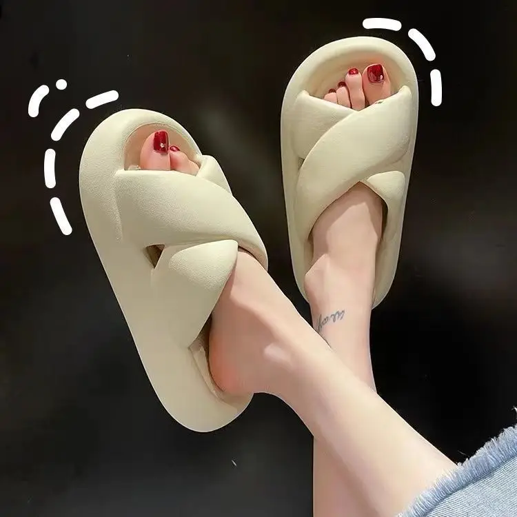 2025 Women's Crisscross Summer Sandals - Ultra-Soft Cloud Cushion Slippers, Non-Slip Indoor/Outdoor Slides for Home & Beach