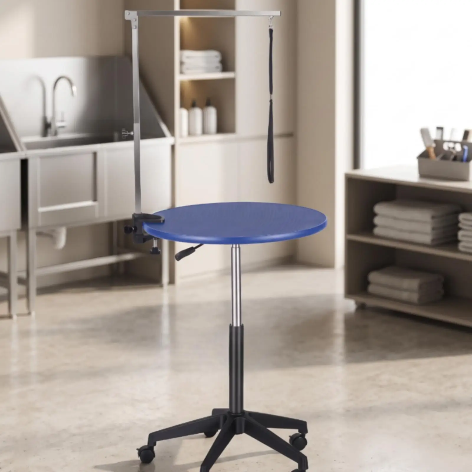 round-grooming-table-with-arm-easy-to-clean-pneumatic-grooming-table-heavy-duty-for-dog-owners-home