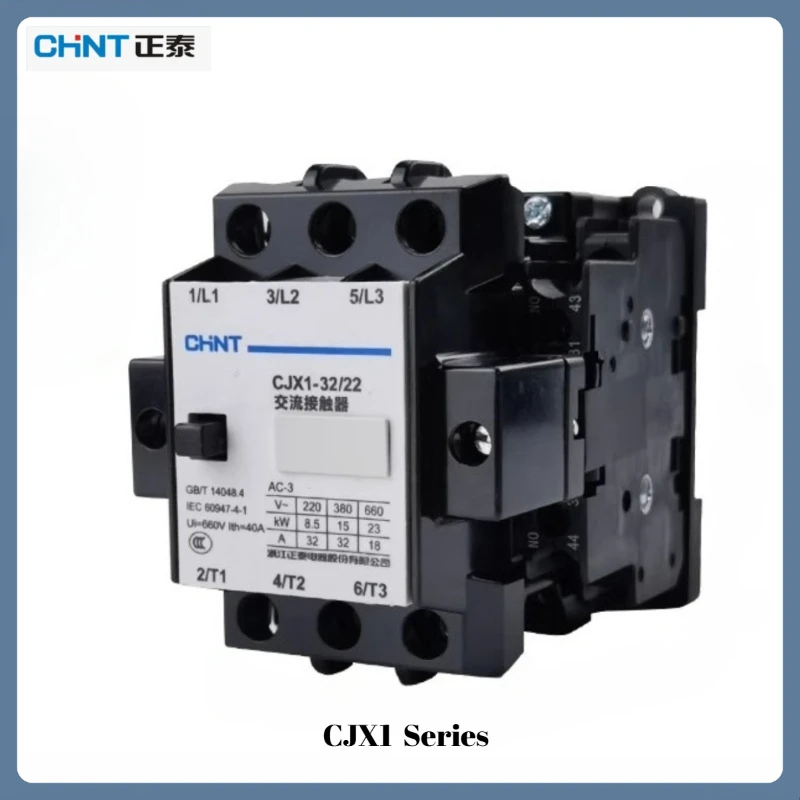 

Контактор переменного тока Chint CJX1 (32/45/63A) — AC24V/36V/110V/220V/380V промышленного класса для управления двигателем 11-30kW