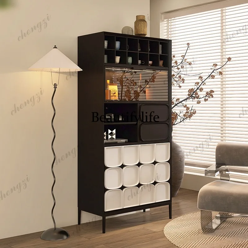 Italian minimalist paint Duobao Pavilion tea cabinet Modern living room glass display Large capacity wine cabinet