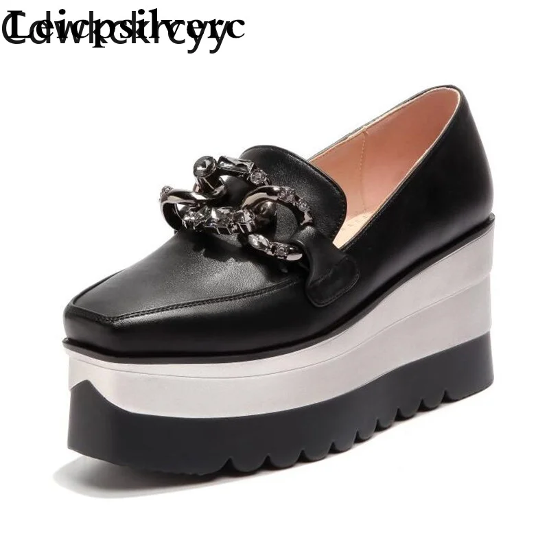 Spring and autumn season new shallow mouth leisure women shoes thick bottom slope and shoe women