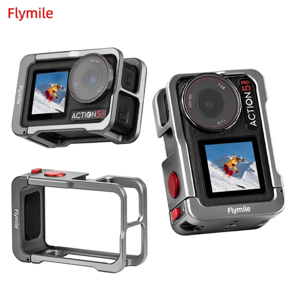 

Flymile Metal Cage Frame Case for DJI Action 5 Pro Aluminum Camera Cage Expansion Protector Cold Shoe for Fill Light Accessories