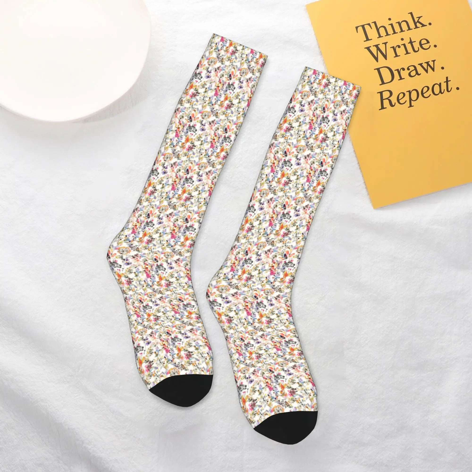 

Всесезонные чулки для экипажа, дикие цветы и растения, акварельные ботанические носки с дикой природой, модные длинные носки в стиле Харадзюку в стиле хип-хоп