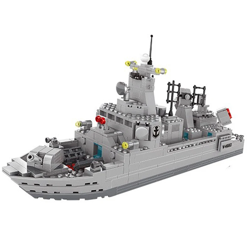 

528PCS Destroyer Building Blocks MOC Military Naval Warships Model Desktop Decoration Brick Puzzle Toys for Adult Kids Children