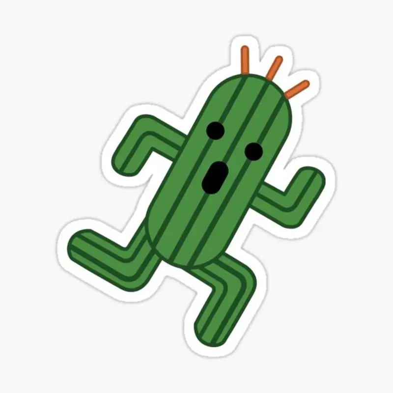 Cactuar-pegatina para decoración de ordenador portátil, arte de dibujos animados lindo, Maleta de moda, para dormitorio, coche, público