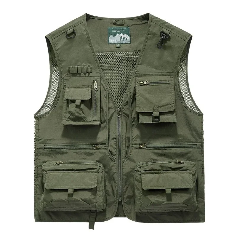 Mesh Men's  Quick Drying Vest  Casual Outdoor Multi Bag Fishing Photography Waistcoat Back Loop Breathable And Storage  Garment