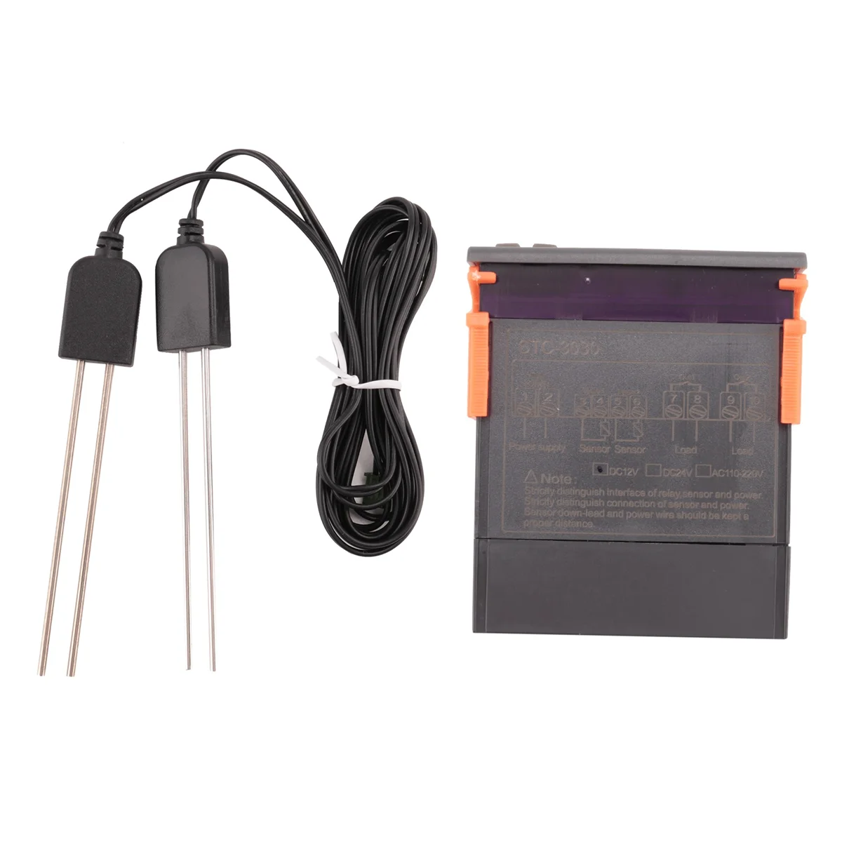 DC12V STC-3030 Dual Digital Soil Humidity Controller Hygrometer 2-Way Output Soil Moisture Sensor Probe Cable