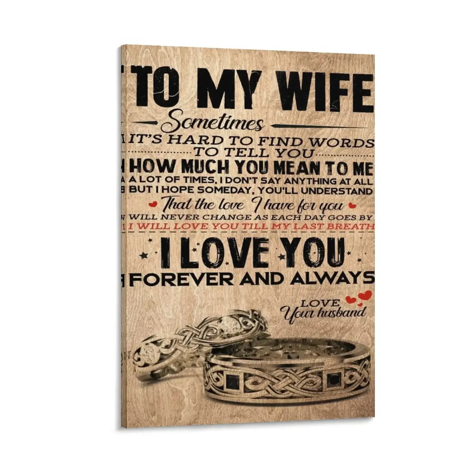 

To My Wife I Love You Forever And Always, From Husband To Wife Canvas Painting Wall decoration poster modern home decoration