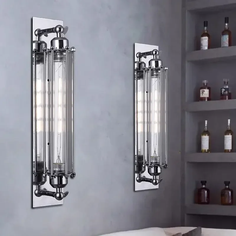 

American Industrial Electroplated silver Vintage Wall Lamp 8W Led Wall Light Bedroom Cafe Restaurant Bedside Wall Light