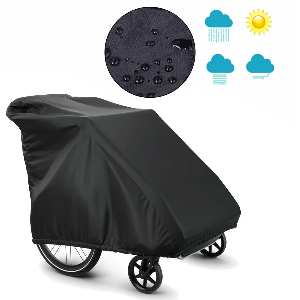 Image of Neue 84*140*99cm Fahrrads chutz hülle Aufbewahrung abdeckung für Wagen Kind Single Double Bike Trailer Pu Beschichtung wasserdichte Abdeckungen