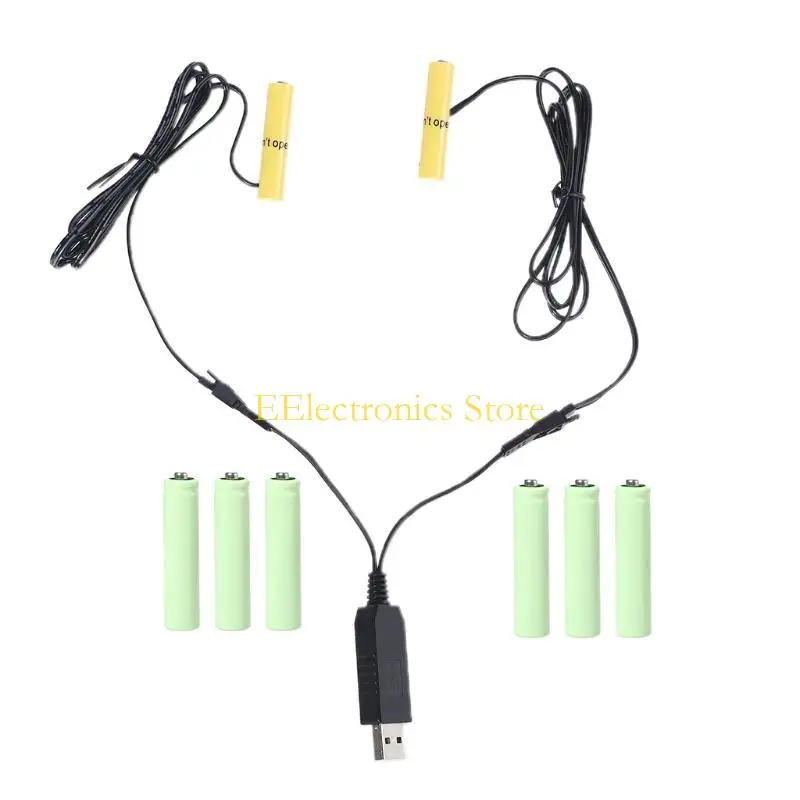 B03C 2in1 AAA Battery Eliminator USB Power Supply Replace 1-4pcs1.5V AAA Batteries for Clock Toys Camera Gameboy Torch Radio
