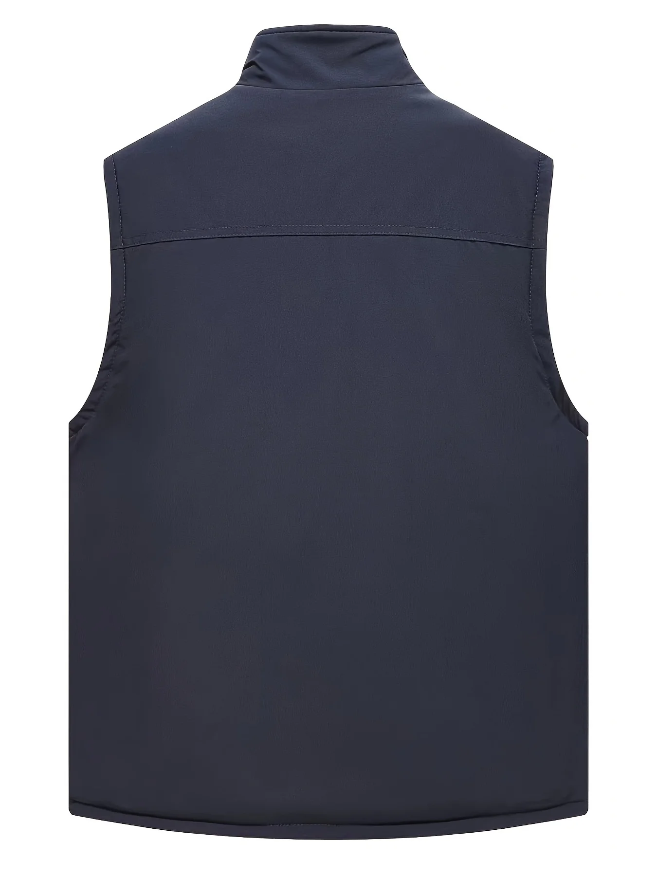 Extra large size men's vest, stand-up collar, fleece-lined and thickened, multi-pocket, warm, can be worn inside or outside, suitable for late autumn and winter
