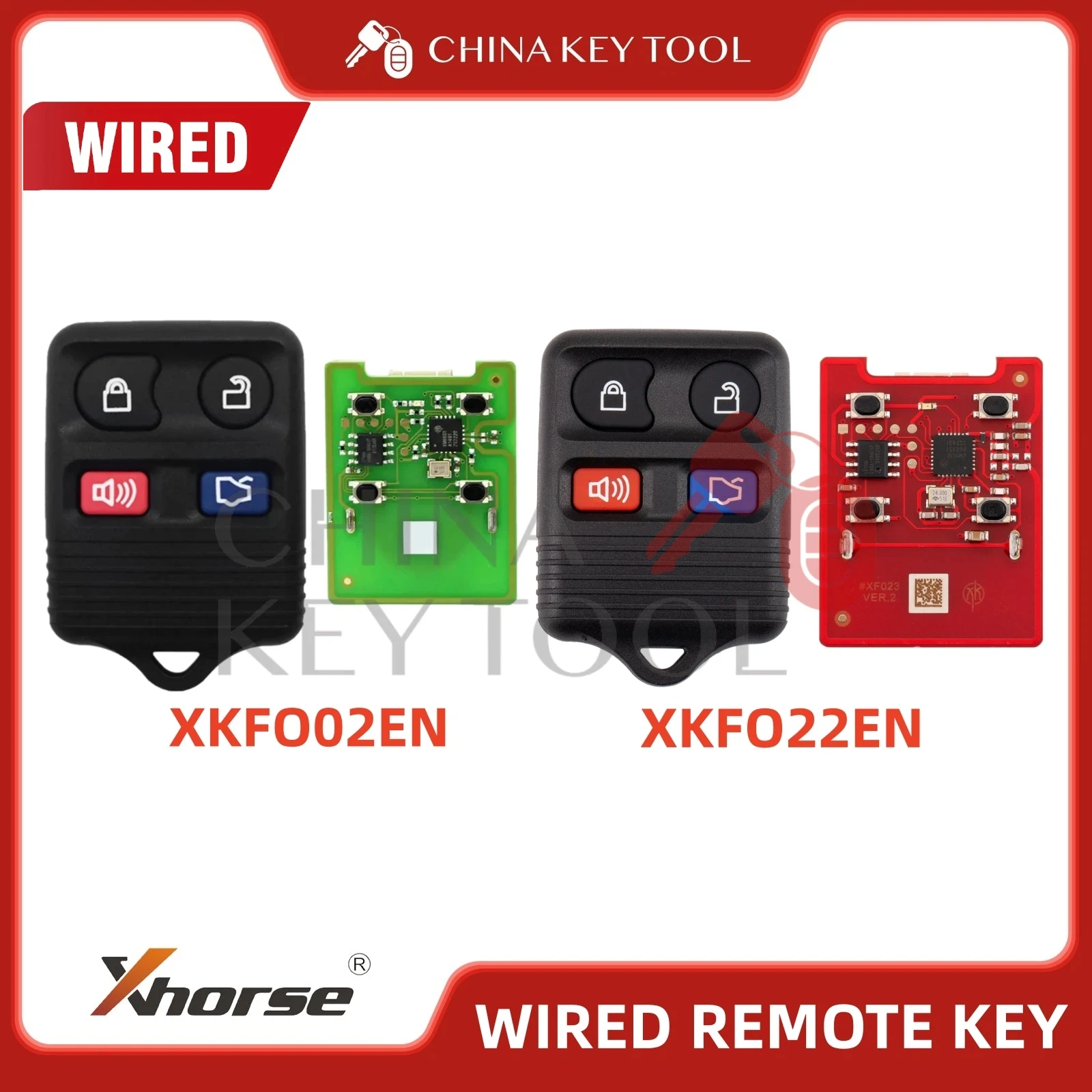 Xhorse 2nd Generation Wire Remote Key for Ford Type 4 Button XKFO02EN XKFO22EN Global Version