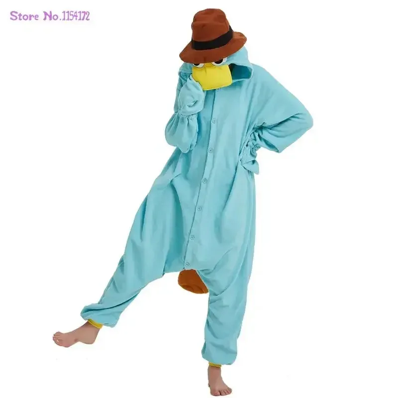 

2025 new men pajamasfor adults monster cosplay costume animal onsie pyjamas (XXL suit 180-200cm) Perry the Platypus kigurum s1d2
