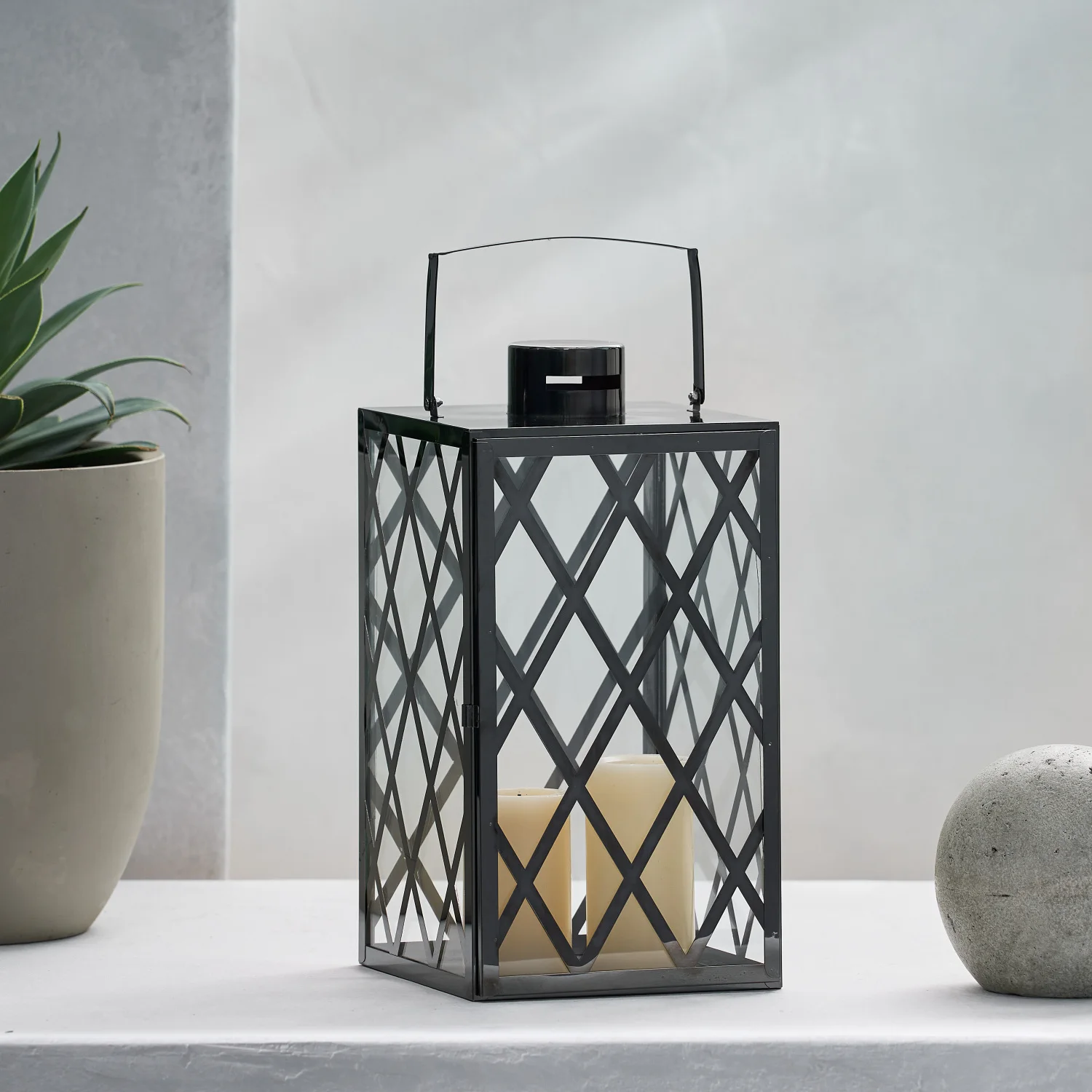 LANTERN ANTON 18"H ze stali nierdzewnej