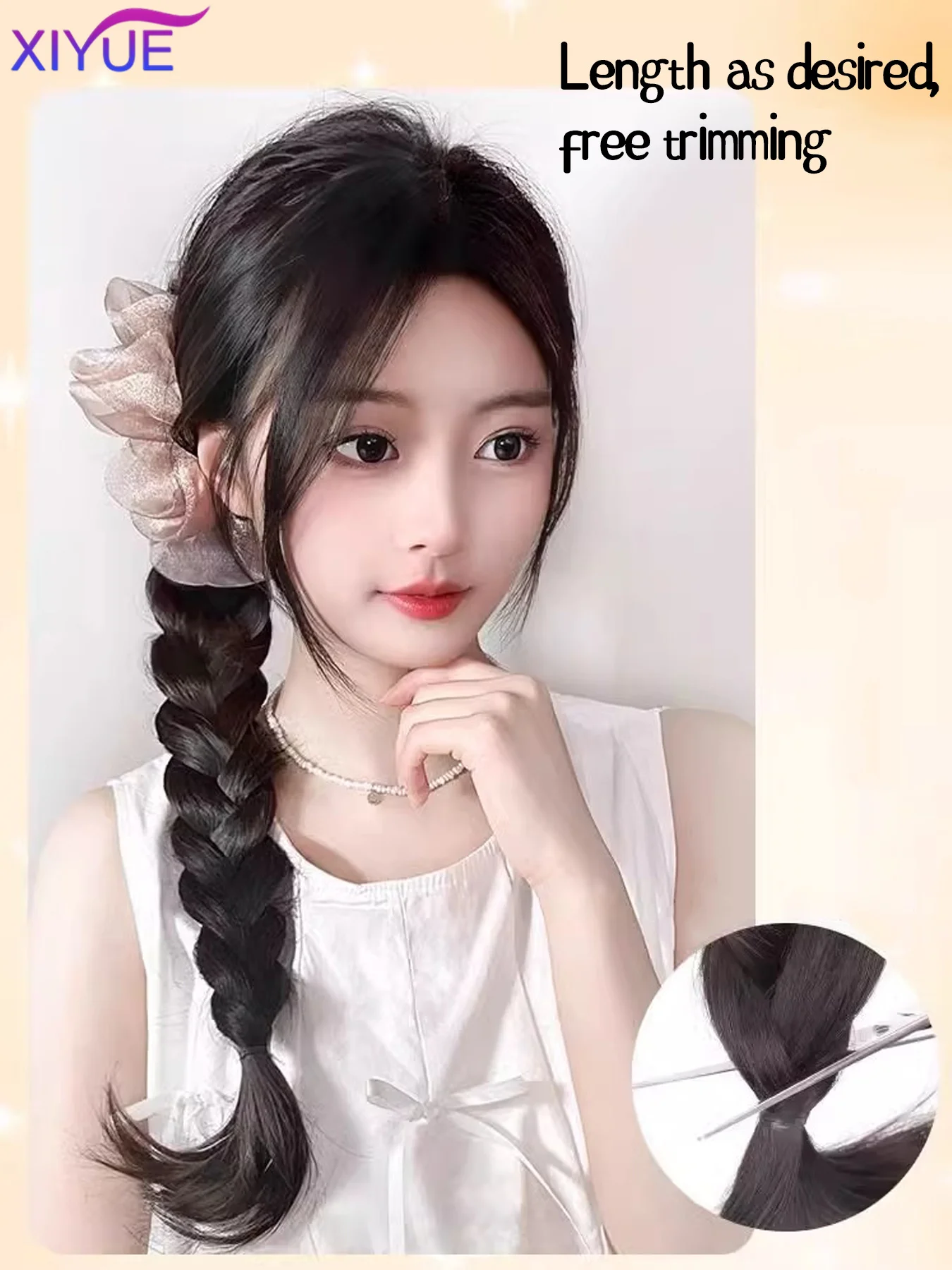 XIYUE Synthetic Ponytail Wig For Women New Chinese Style Twist Braid Ink Tassel Claw Clip Ponytail Chinese Style Hair