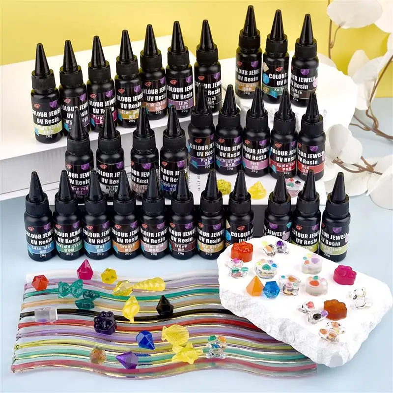20ml UV Resin Glue Ultraviolet Curing Colorful Crystal UV Glue Quick Drying Epoxy Resin DIY Jewelry Making Material Resin Mold