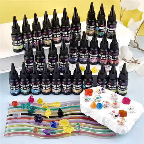 20ml UV Resin Glue Ultraviolet Curing Colorful Crystal UV Glue Quick Drying Epoxy Resin DIY Jewelry Making Material Resin Mold