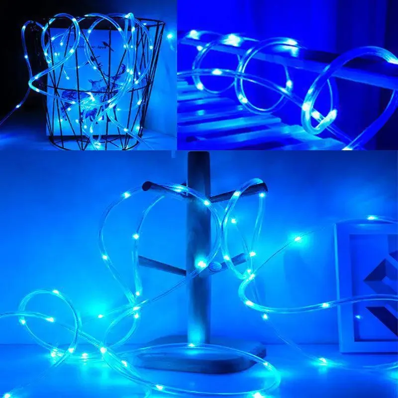 Halloween Christmas Holiday Home Decoration Outdoor LED PVC Tube Fairy String Light Garden Wedding Birthday Solar Rope Lights