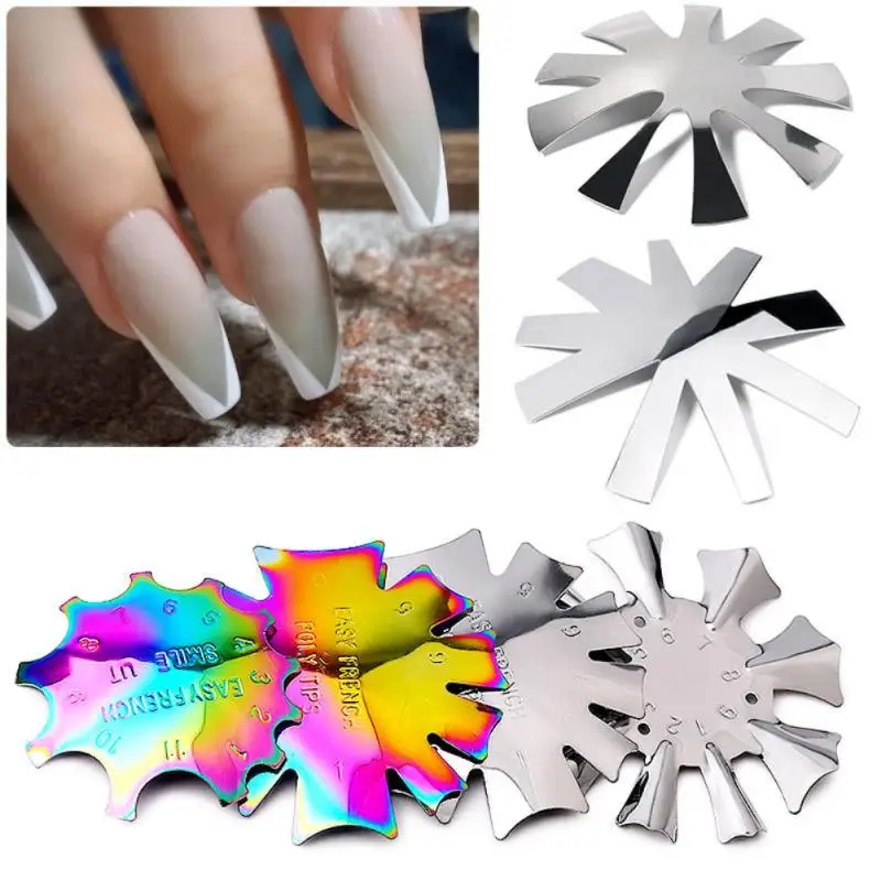 Sizes French Smile Cut V Line Almond Shape Tips Manicure Edge Trimmer Nail Cutter Acrylic French Nails Mold