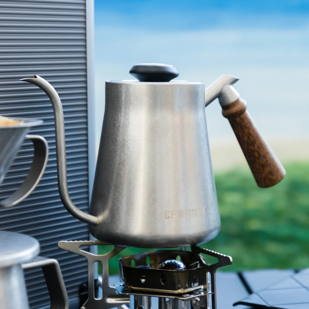 

CF WISDOM Retro Hand Punching Pot 600ML Goose Neck Shaped Non -Stick Coating Stainless Steel Coffee Appliance Brew Coffee Pot