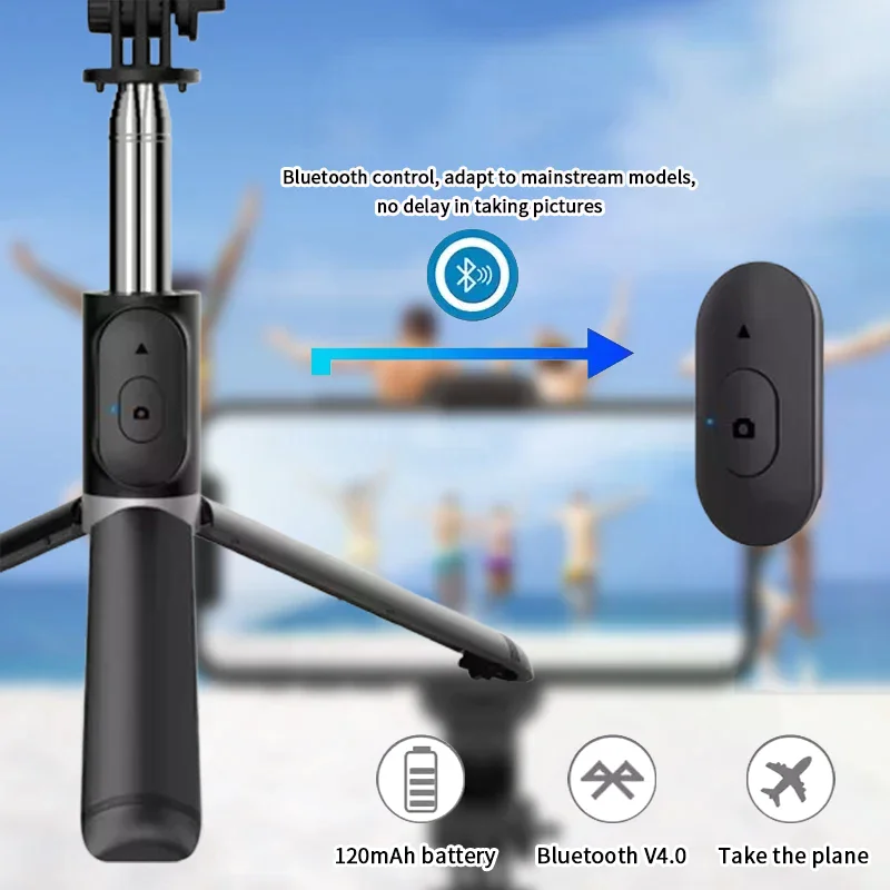 Portable 41 Inch Selfie Stick Phone Tripod With Wireless Remote Extendable Tripod Stand 360 Rotation Compatible