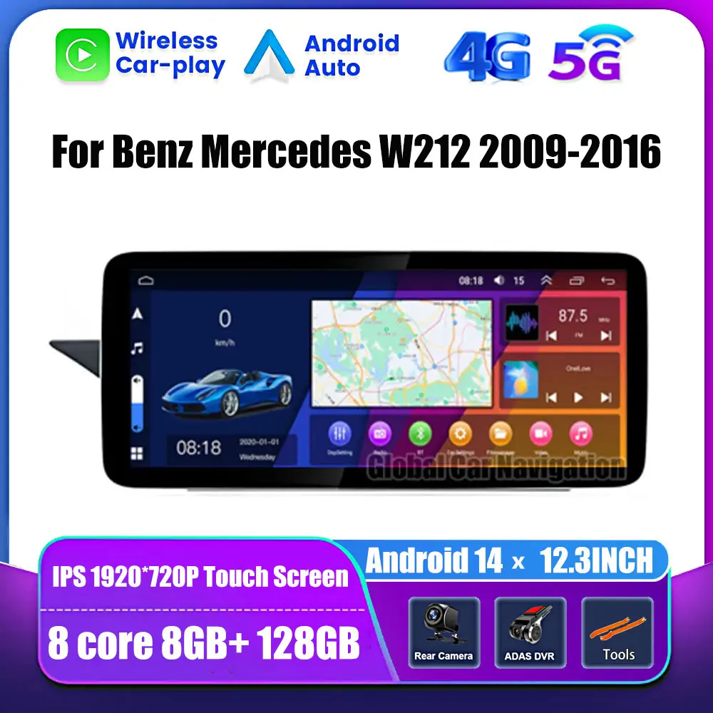 

Android 14 System For Benz Mercedes W212 2009-2016 12.3''Car GPS Navi Screen 4G WIFI SIM BT Carplay IPS Screen Multimedia Player