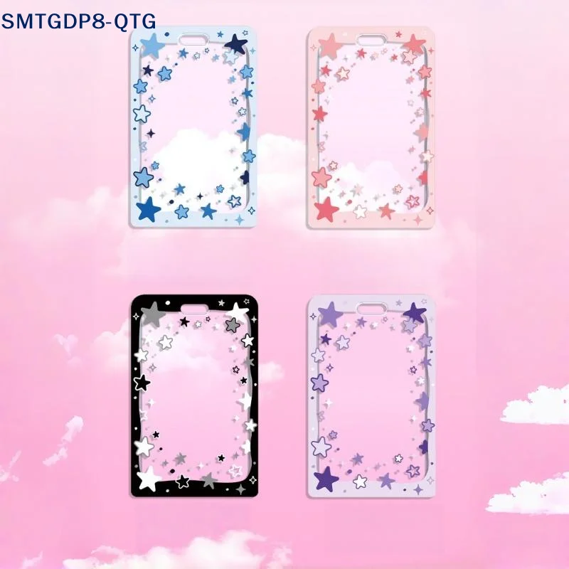 *Star Sliding Cover Card Holder Transparent Portable ID Protector Kpop Photocard Photo Case Student School Card Bus Card Holder