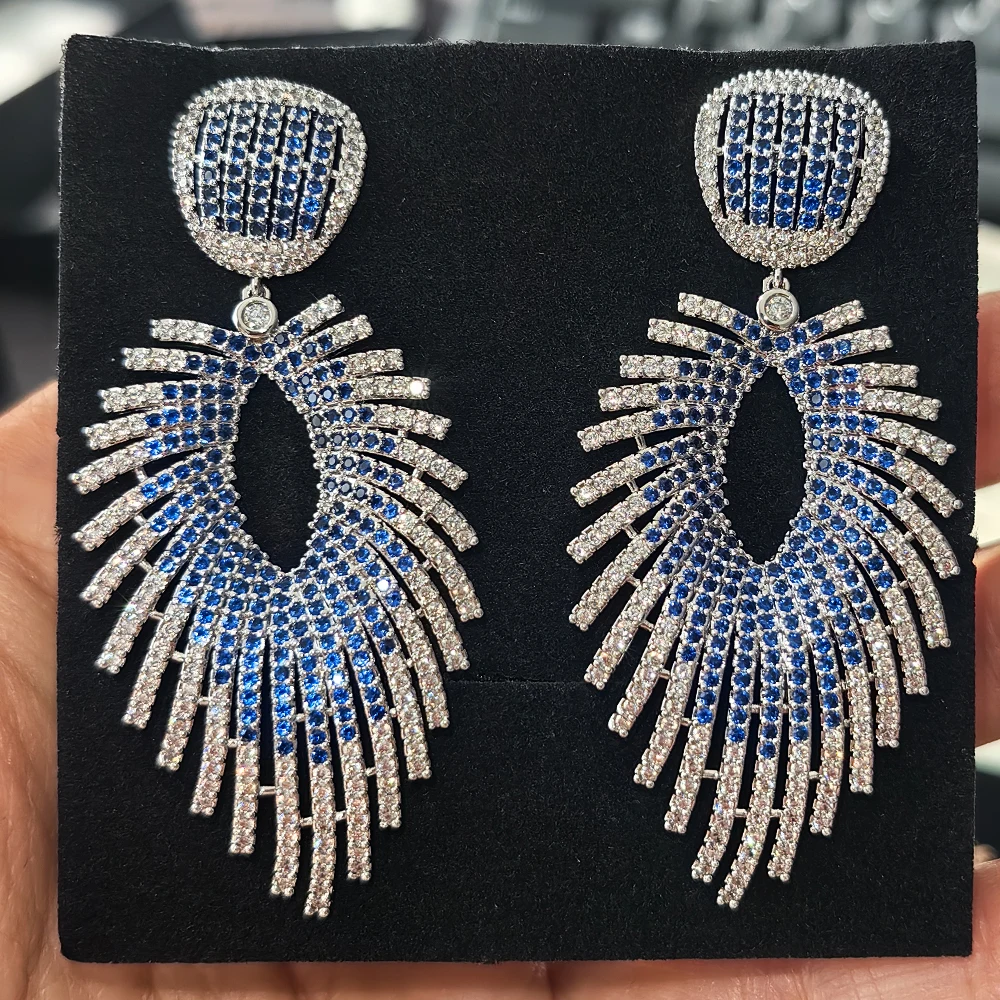

pink blue Feather Leaf Earrings silver Gold Color shiny jewelry Dinner Party dangling earrings for women gift
