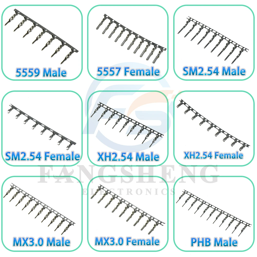 100PCS Male Female Terminals PH2.0/JST1.25/XH2.54/SH1.0/Small Tamiya Style/Big Tamiya Style/DuPont 2.54/VH/SM/KF2510/CH3.96 Reed