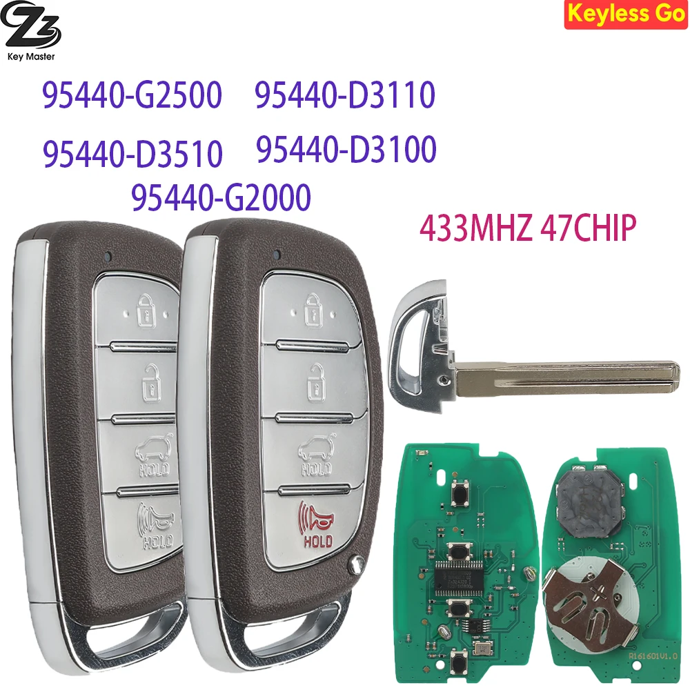 

Смарт-ключ с дистанционным управлением Zz 95440-G2500/D3110/D3510/D3100/G2000 433 МГц 47CHIP для Hyundai Tucson Ioniq 2014-2020 TQ8-FOB-4F07/4F11