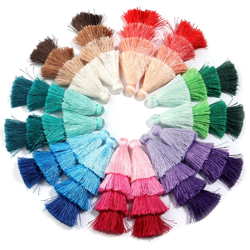 

4pcs/lot Colorful Polyester Tassel Pendants Four Layers Tassel Pendants For DIY Clothing Pendants Fan Pendants Earring Charm