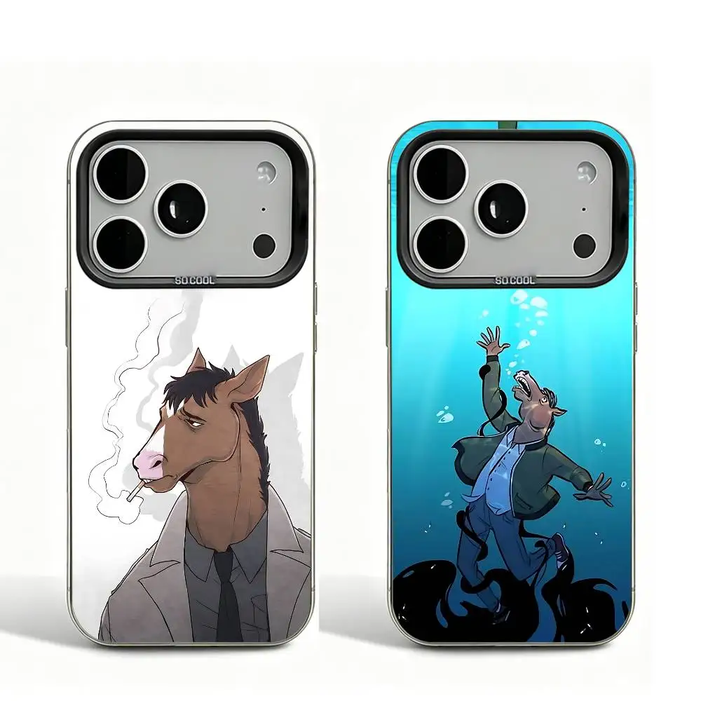 

B-BoJack H-Horseman Black Matte Phone Case For iPhone 12 11 14 13 17 16 15 Pro Max Large Lens Frame Cover