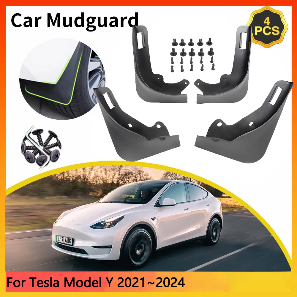 

For Tesla Model Y 2021~2024 2022 2023 Car Mudguards Mudflap Mudguard Splash Guards Mud Flaps Fender Accessories Auto Patrs soil