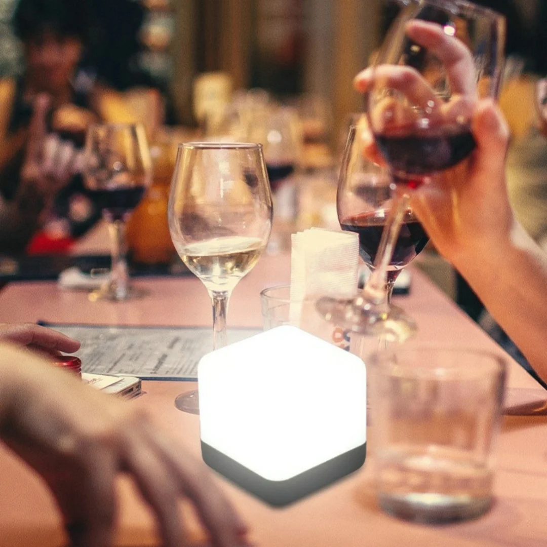 USB rechargeable Led Night Light Bedside Cube Desk Lamp Room portable cube-shape Night lights w/remote control bedroom table De